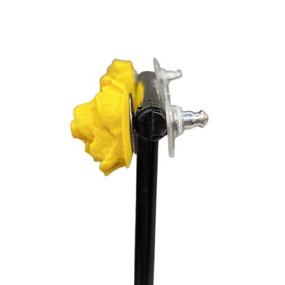 Yellow Rose Floral Stud Earrings - Picture 12 of 17